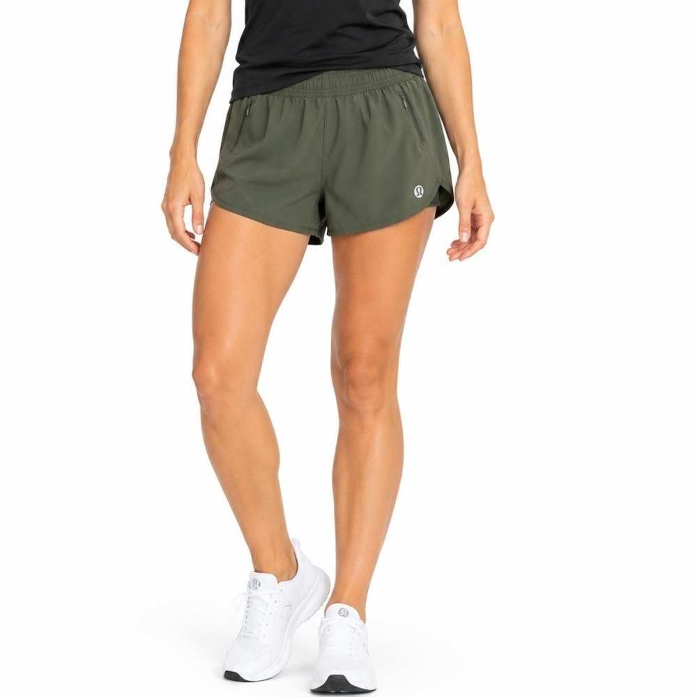 Lululemon Running Shorts Women Large Olive Green Athleisure Casual Classic